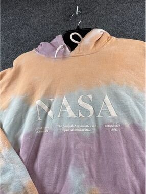 Neon Riot Adult L NASA Space Shuttle Tie Dye Pullover Hoodie Multicolor